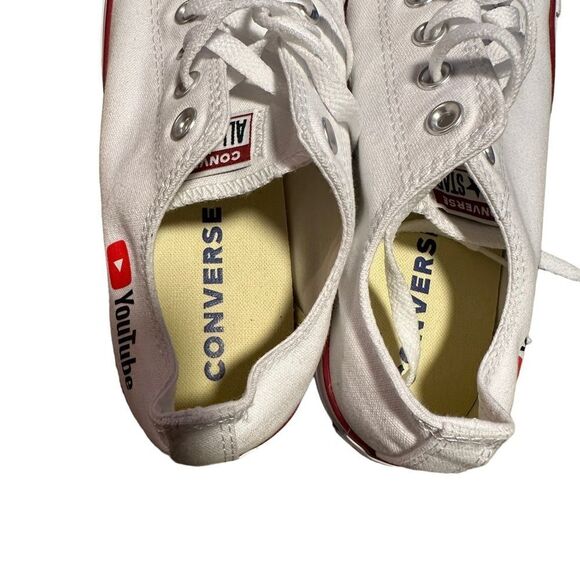 Converse Chuck Taylor All Star Low White Canvas Sneakers YouTube Logo 9.5 - Picture 5 of 15